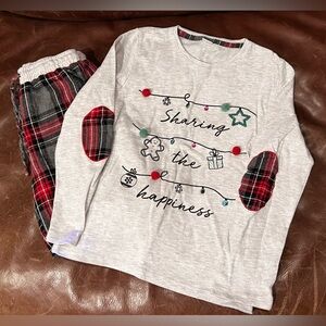 🇮🇹 Yamamay Kids Pajama Set - Gray and Red Plaid Sz 8Y